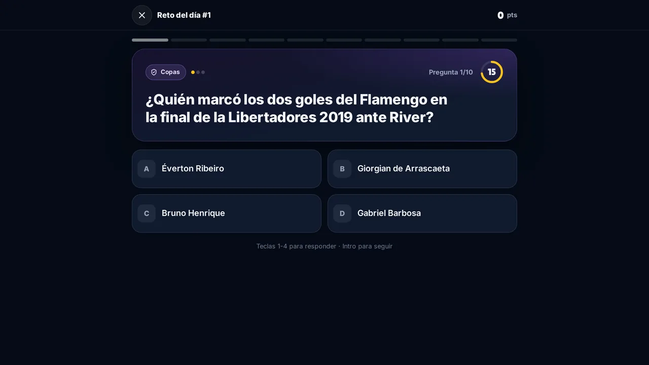 Pregunta con cuatro respuestas en pantalla grande